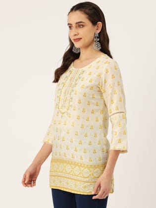 Floral Yoke Design Thread Work Pure Cotton Thread Work Kurti Floral Yoke Design Thread Work Pure Cotton Thread Work Kurti