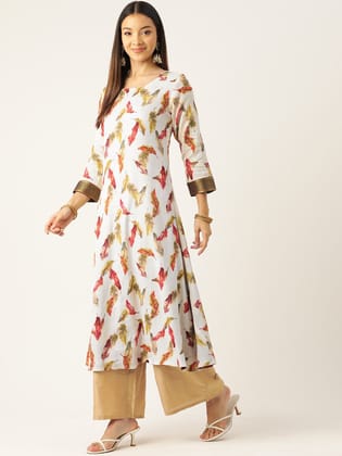 Women Floral Printed Reversible Anarkali Kurta