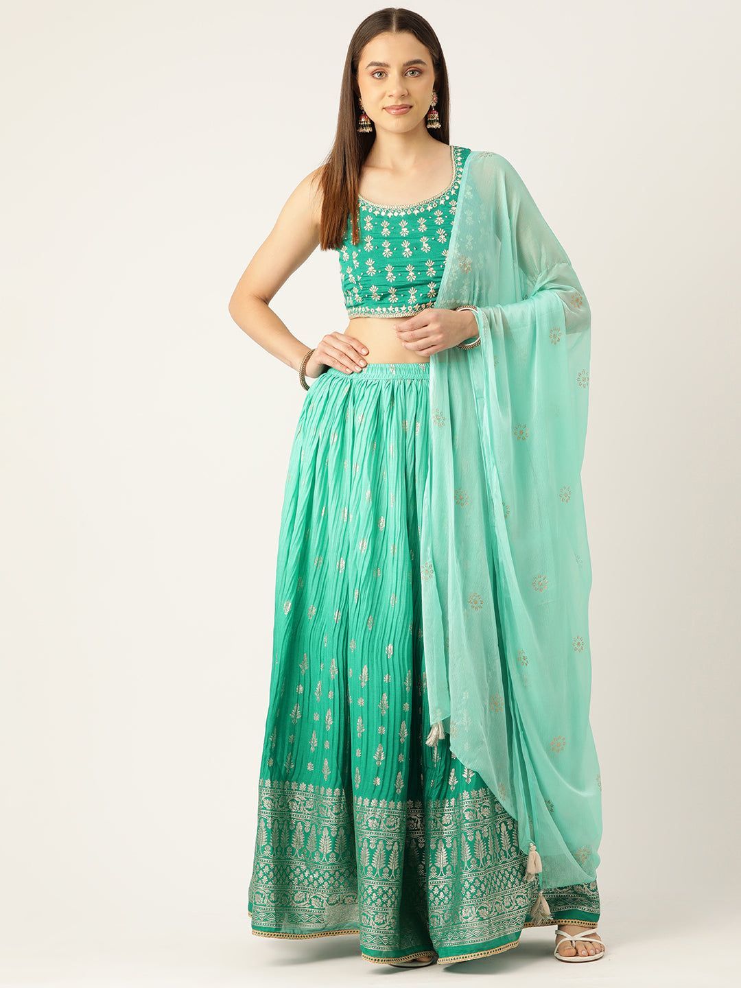 Embroidered Sequinned Ready to Wear Lehenga & Blouse With Dupatta