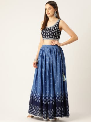 Embroidered Sequinned Ready to Wear Lehenga & Blouse With Dupatta Embroidered Sequinned Ready to Wear Lehenga & Blouse With Dupatta