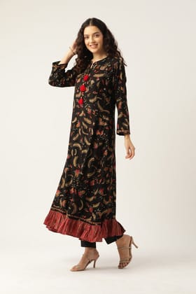 Women Black Embellished Anarkali Kurta Women Black Embellished Anarkali Kurta