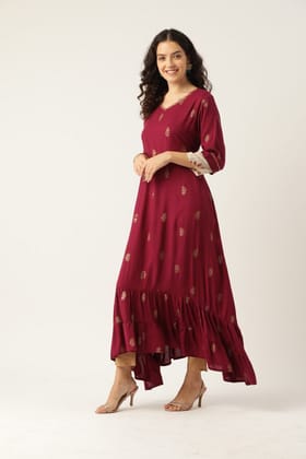 Women Floral Printed Sequinned Anarkali Kurta