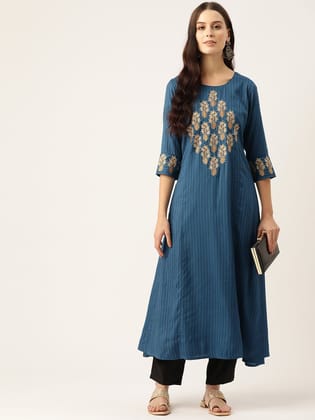 Women A Line Embroidered Anarkali Kurta