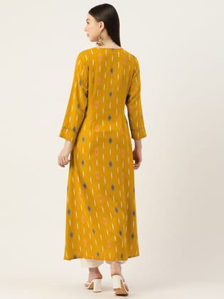 Floral Embroidered Mirror Work Kurta