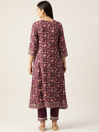 Women Floral Printed Regular Sequinned Kurta with Trousers & Dupatta