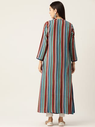 Women Ethnic Motifs Embroidered Thread Work A-Line Kurta with Shrug