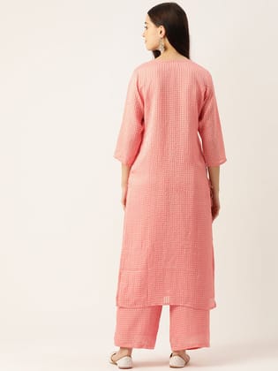 Checked Mirror Work Georgette Kurta with Palazzos