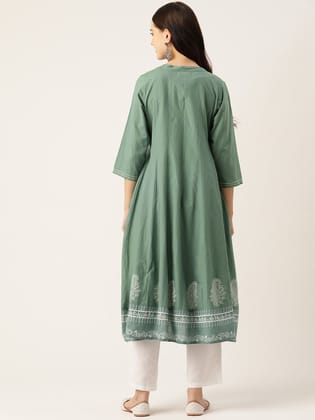 Ethnic Motifs Printed Kantha Work Kurta
