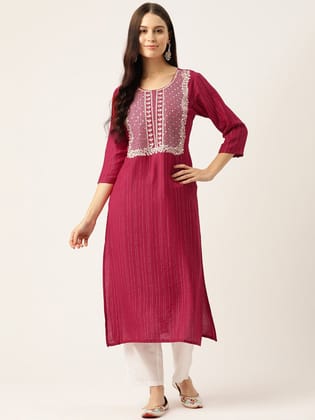 Ethnic Motifs Embroidered Sequinned Kurta