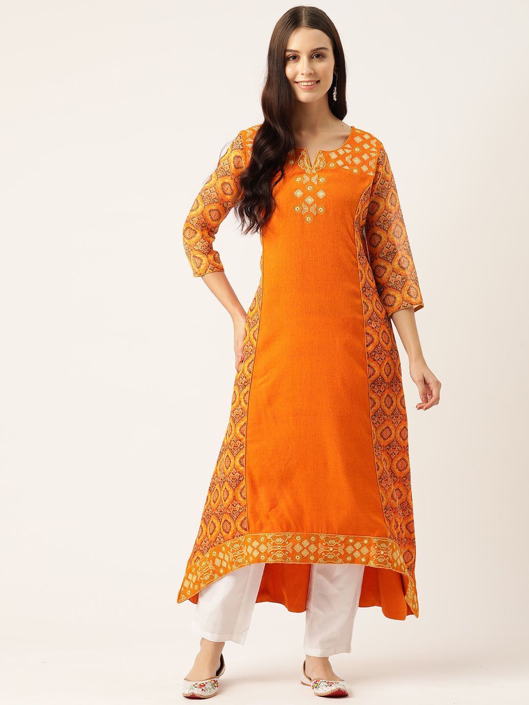 Ethnic Motifs Printed Mirror Work Kurta