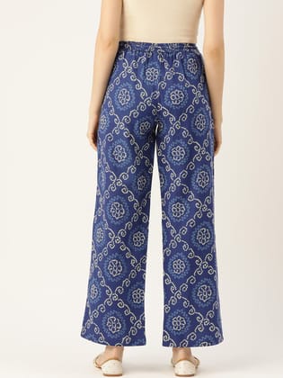 Women Ethnic Motifs Printed Smart Straight Fit Trousers Women Ethnic Motifs Printed Smart Straight Fit Trousers