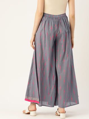 Women Printed Flared Cotton Ethnic Palazzos