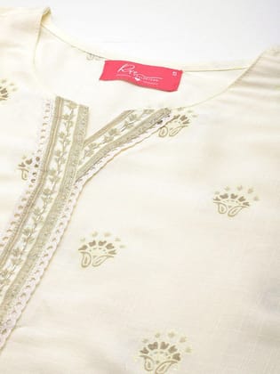 Ethnic Motifs Printed Kantha Work Pure Cotton Kurti
