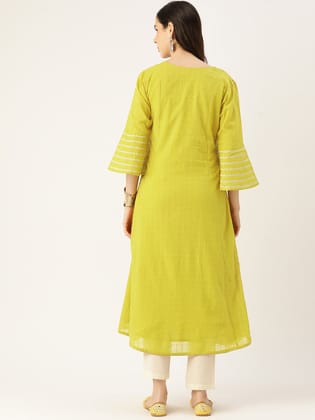 Women Bell Sleeves Thread Work Kurta
