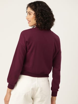 Maroon Mock Collar Fleece Sweatshirt