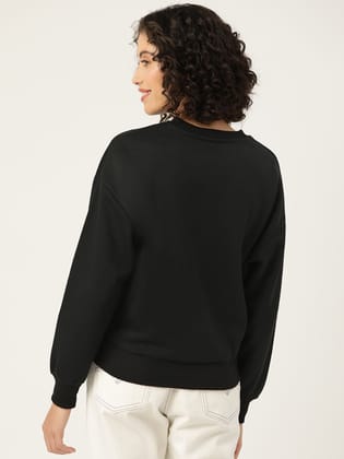 Black Solid Fleece Sweatshirt Black Solid Fleece Sweatshirt