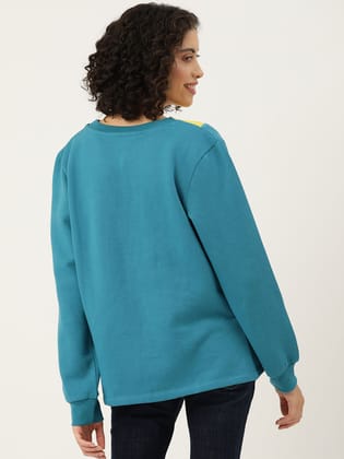 Blue Striped Colourblocked Longline Fleece Sweatshirt Blue Striped Colourblocked Longline Fleece Sweatshirt