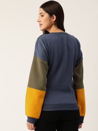 Blue Colourblocked Fleece Sweatshirt Blue Colourblocked Fleece Sweatshirt