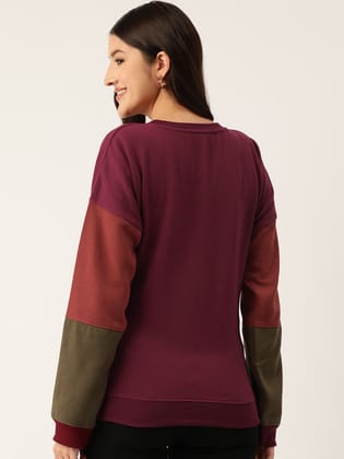 Maroon Colourblocked Fleece Sweatshirt Maroon Colourblocked Fleece Sweatshirt