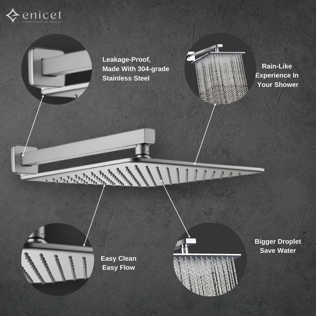 Enicet Body Jet DIverter Full Set, 12 Inch Overhead Shower, Diverter Combo, Hot And Cold Water Mixer