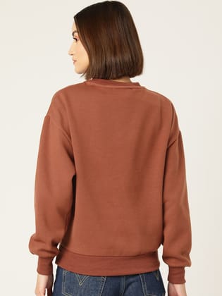 Rust solid Fleece Sweatshirt