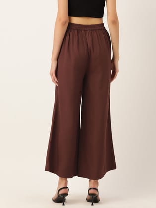 Rue Collection Brown Relaxed Loose Fit High-Rise Pleated Culottes