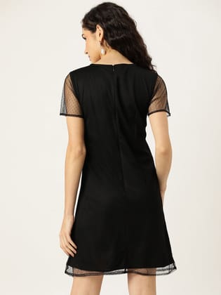 Black Net A-Line Mini Dress