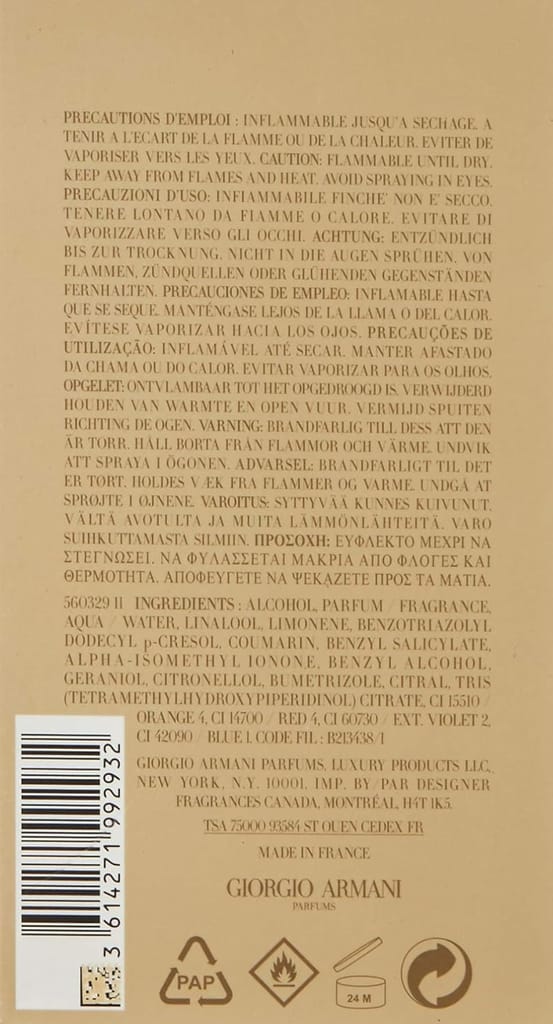 Giorgio Armani Acqua Di Gio Absolu Eau De Parfum Spray for Men, 3.4 Fl Oz/100ml