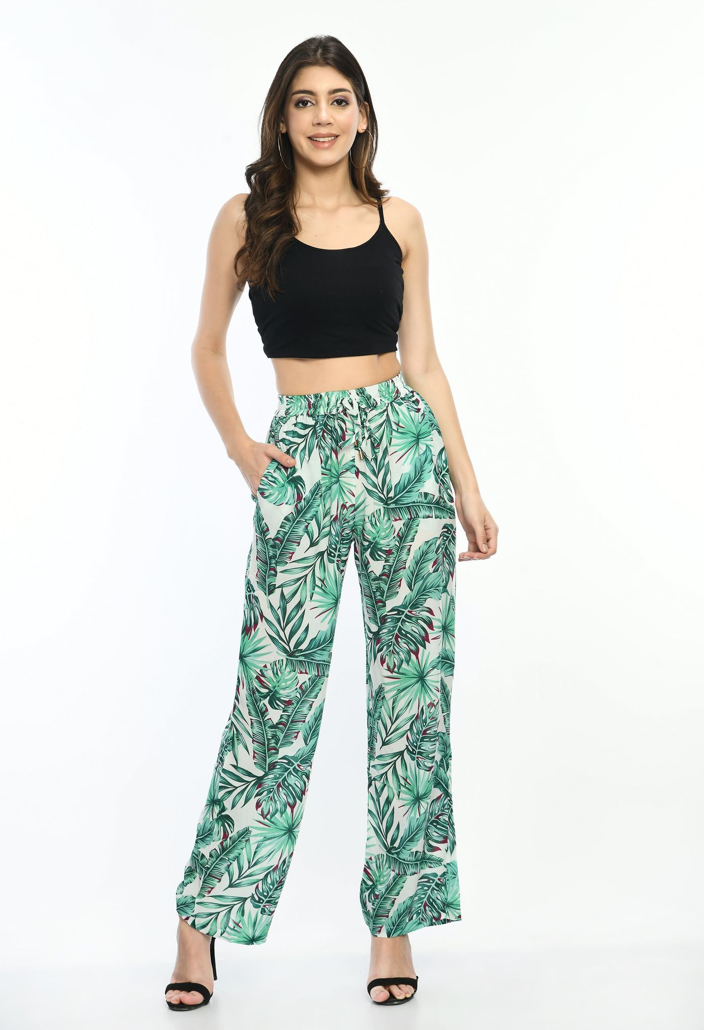Leaf Printed Viscose Trousers