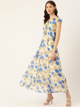 Rue Collection Floral Print Chiffon A-Line Maxi Dress