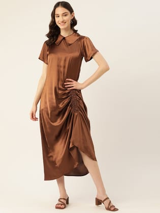Rue Collection Peter Pan Collar Satin Maxi Dress