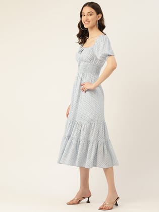 Rue Collection Smocked Tiered Fit & Flare Midi Dress