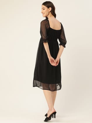 Rue Collection Gathered Sweetheart Neck Chiffon Fit & Flare Dress