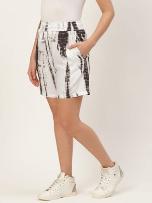 Women Grey Tie & Dye Regular Shorts Women Grey Tie & Dye Regular Shorts