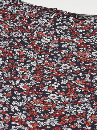 Multicoloured Floral Print Blouson Top