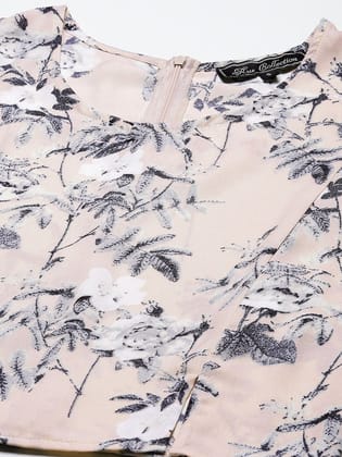 Pink & Grey Floral Print Crepe Crop Top Pink & Grey Floral Print Crepe Crop Top