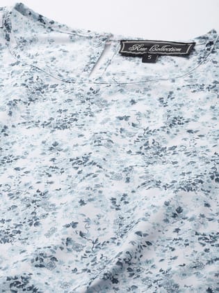 White & Blue Floral Print Cotton Crop Top White & Blue Floral Print Cotton Crop Top