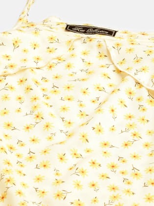 Off White & Yellow Floral Print Ruffles Top Off White & Yellow Floral Print Ruffles Top