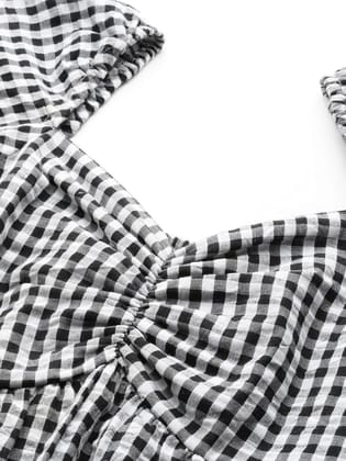 Black & White Checked Blouson Top