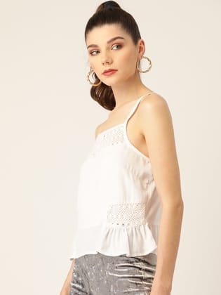 Women White Solid Top