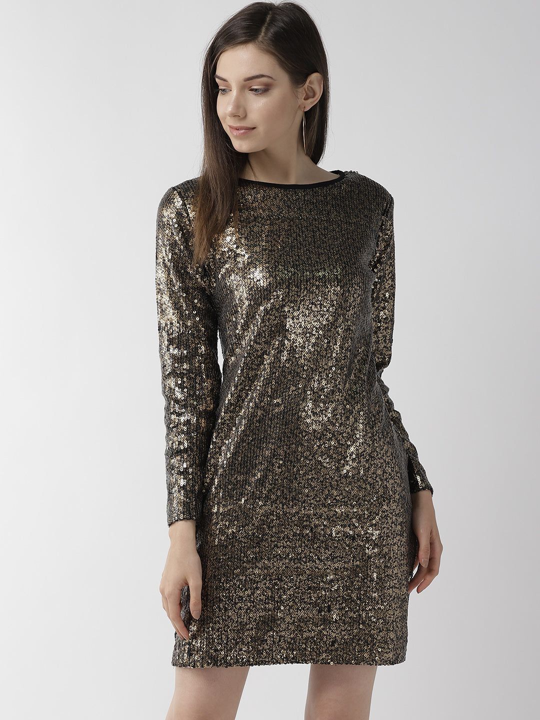 WomenRound Neck Sequined Shift Dress