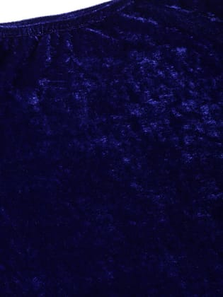 Women Navy Blue Velvet Finish Solid Top
