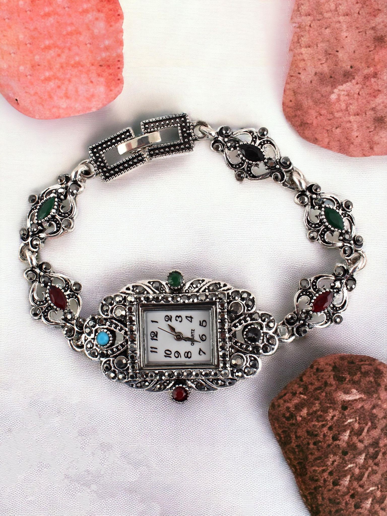 LUCKY JEWELLERY Fashion Latest Stylish Black Metal Silver Oxidised