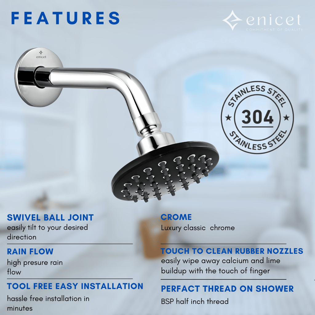 Enicet Single Lever DIverter With Concealed Body And Upper Parts Set, Brass Build and Chrome Plated, Diverter for Bathroom, Hot and Cold Water Mixer
