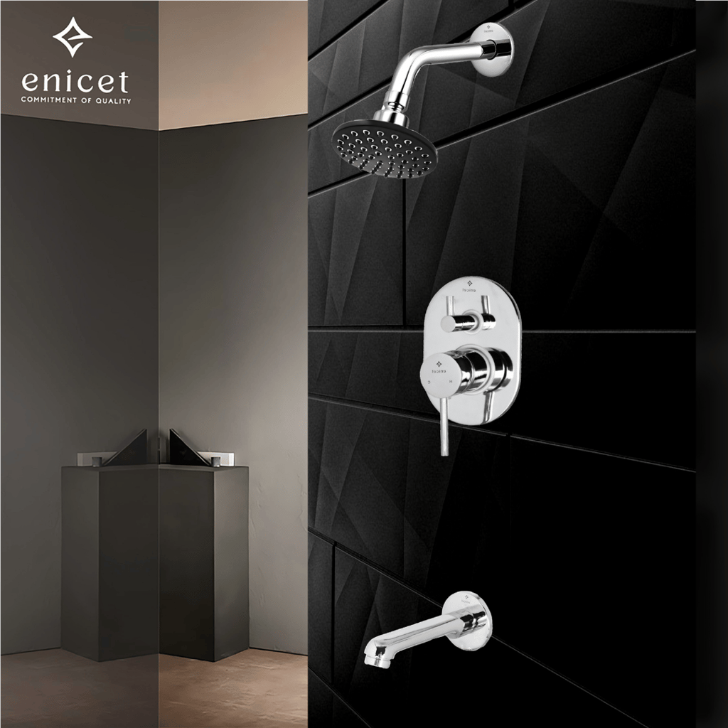 Enicet Single Lever DIverter With Concealed Body And Upper Parts Set, Brass Build and Chrome Plated, Diverter for Bathroom, Hot and Cold Water Mixer