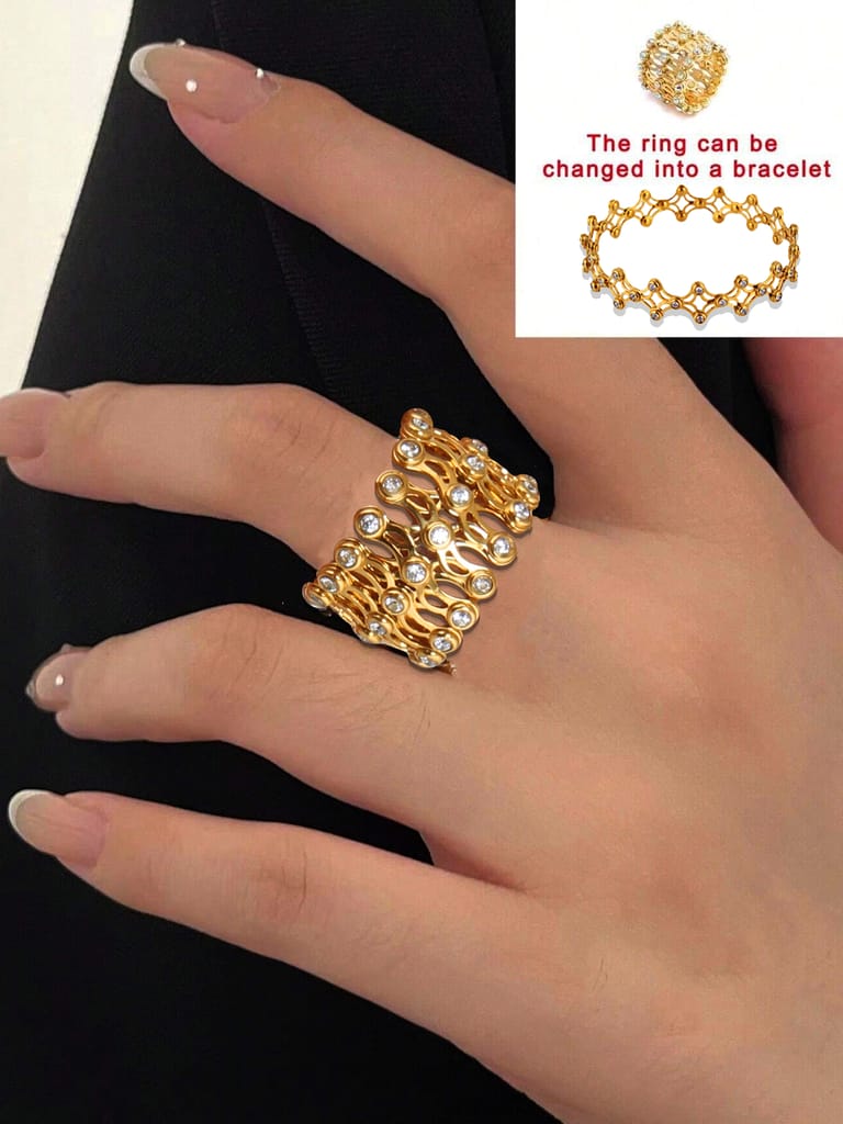 LUCKY JEWELLERY Fashion Latest Stylish Supple Bracelet Cum Ring| Bracelet Convertible into Ring Gifts for Women and Girls | Birthday Gift for Girls & Women Anniversary Gift for Wife (1400-CHB2G-1130)