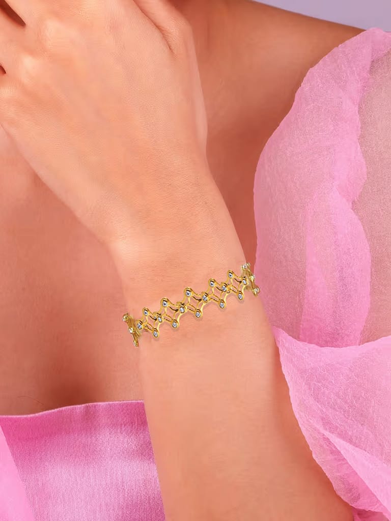 LUCKY JEWELLERY Fashion Latest Stylish Supple Bracelet Cum Ring| Bracelet Convertible into Ring Gifts for Women and Girls | Birthday Gift for Girls & Women Anniversary Gift for Wife (1400-CHB2G-1130)