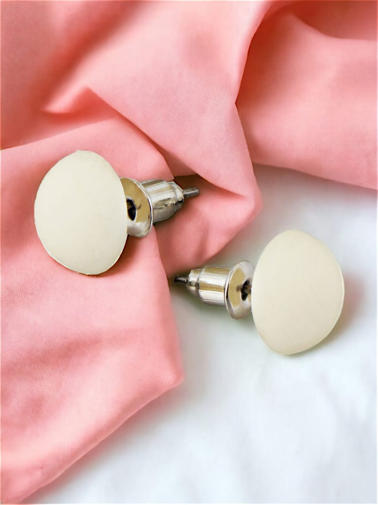 LUCKY JEWELLERY Fashion 4 Pairs Combo Set Of Latest Earrings Celebrity Inspired Stylish Trendy Pink and White Color Plastic Stud Tops Earing C Shaped Hoops Earring for Women & Girls (190-CHEX-1015-4)