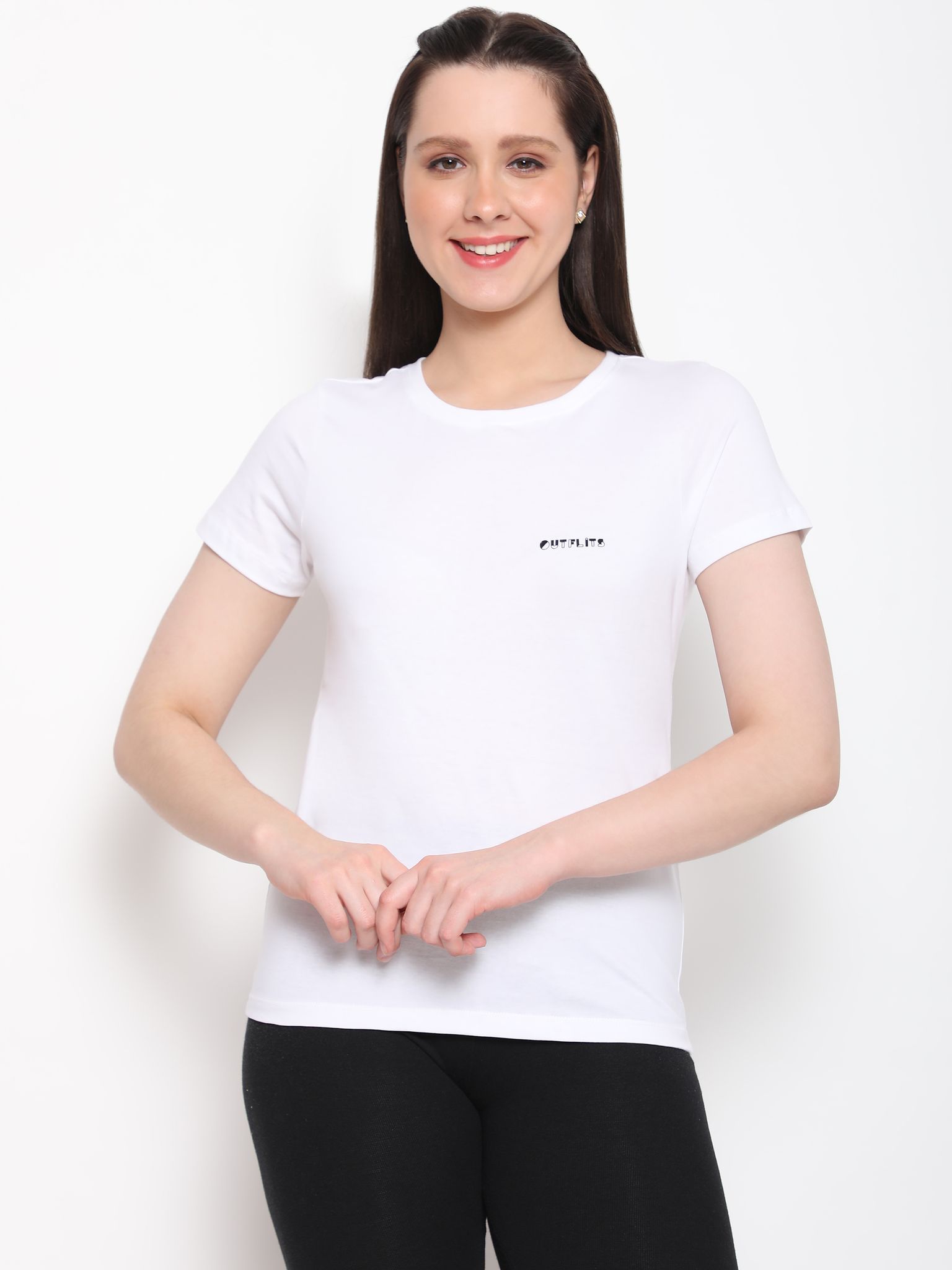 OUTFLITS Ladies Solid Tshirts