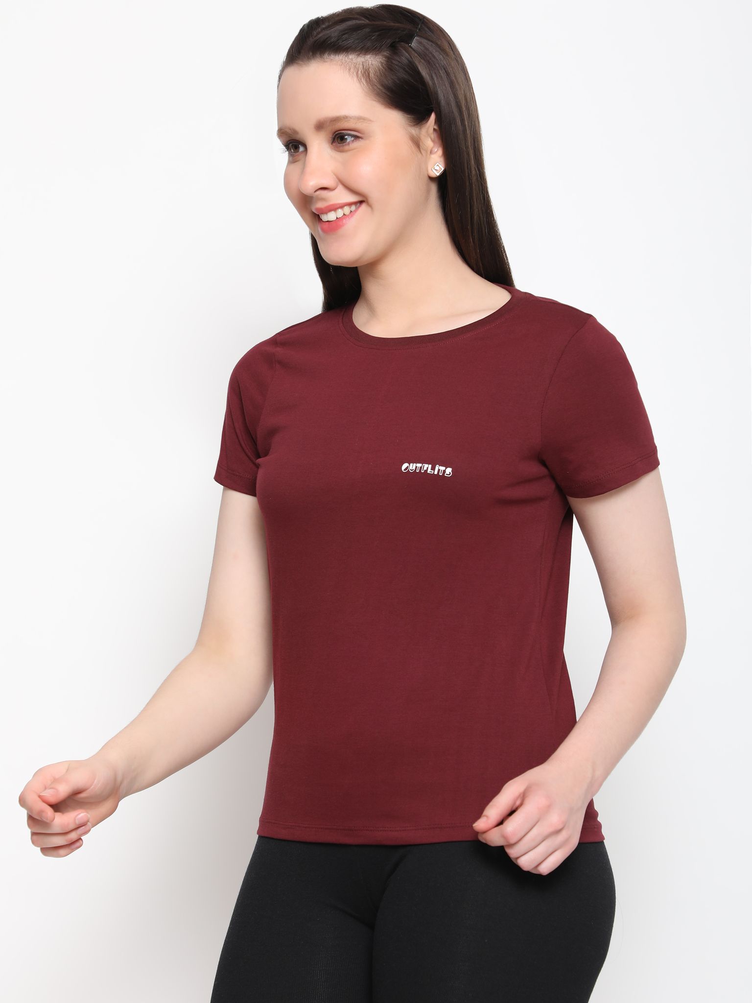 OUTFLITS Ladies Solid Tshirts